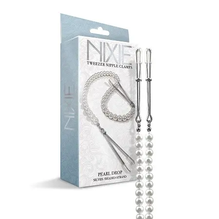 Main Image Global Novelties NIXIE ADJUSTABLE TWEEZER CLIPS WITH PEARLS WHITE GOLD