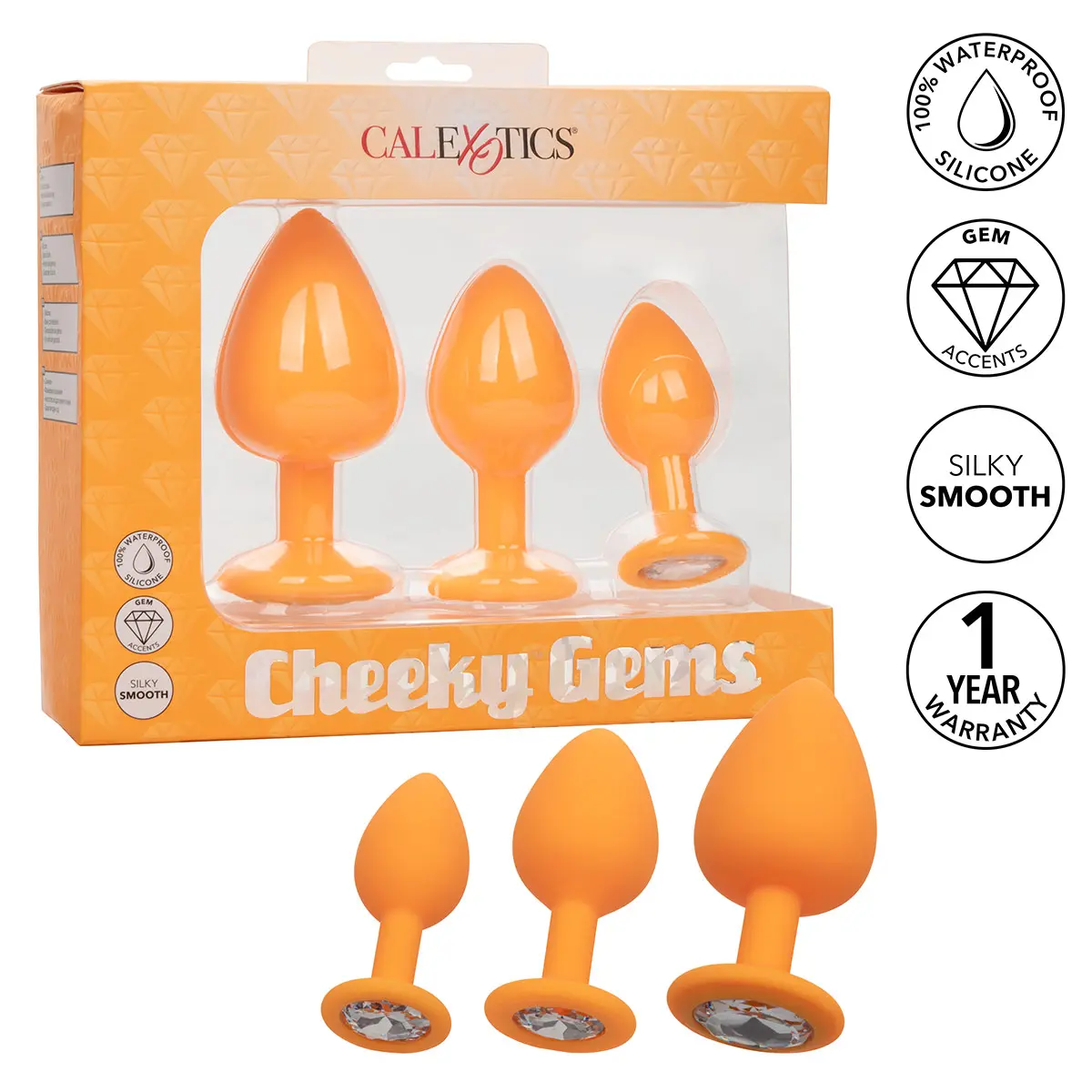 7. Calexotics - Cheeky Gems - Orange Butt Plugs
