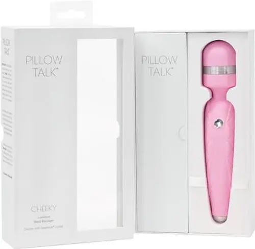 BMS Enterprises Pillow Talk Cheeky Wand Vibe with Swarovski Crystal Vibrator, Pink