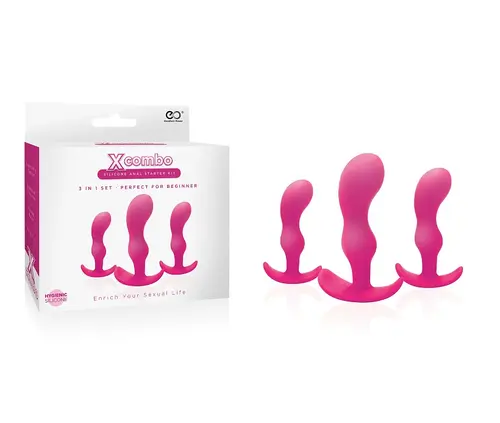Excellent Power - X COMBO 3PC PINK SILICONE BUTT PLUG SET