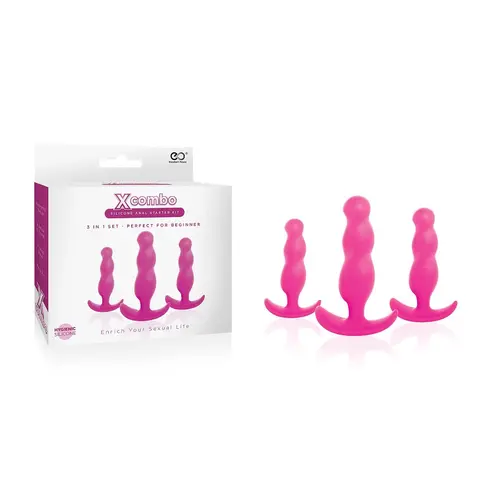 Excellent Power - X COMBO SILICONE BUTT PLUG  3PC SET PINK
