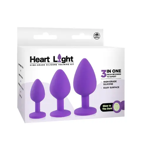 Excellent Power HEART LIGHT SILICONE ANAL TRAINING KIT - PURPLE