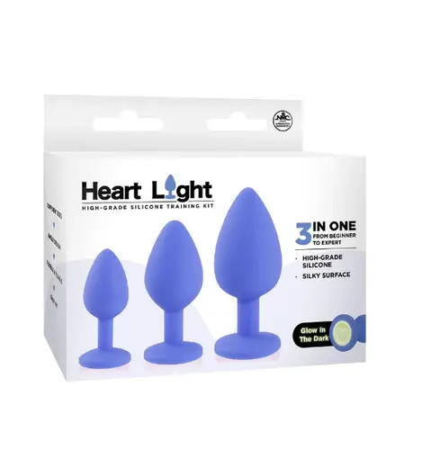 Excellent Power HEART LIGHT SILICONE ANAL TRAINING KIT - BLUE