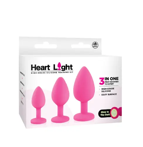 Excellent Power HEART LIGHT SILICONE ANAL TRAINING KIT - PINK