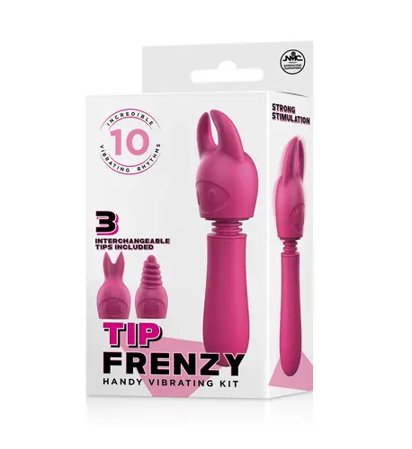 Excellent Power TIP FRENZY SILICONE VIBE WITH 3 INTERCHANGEABLE TIPS - GREEN