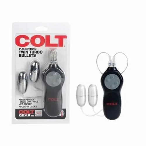 CalExotics Colt 7-Function Twin Turbo Bullet Vibrator - Vibe Eggs Massager - Black