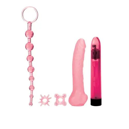 CalExotics Starter Lovers Kit For Couples - Waterproof Vibrator with Sleeve Anal Beads & Enhancement Ring Set