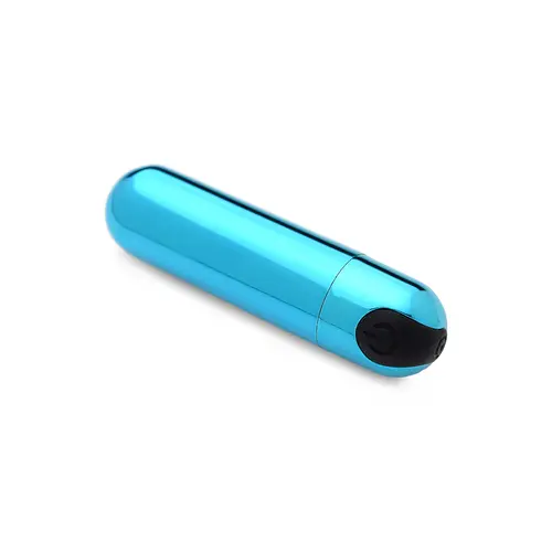 XR Brands BANG! - 10X Rechargeable Vibrating Metallic Bullet Vibrator - Blue