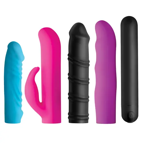 Bang! 4-In-1 XL Silicone Rechargeable Bullet Vibrator and Sleeve Kit, Multicolor