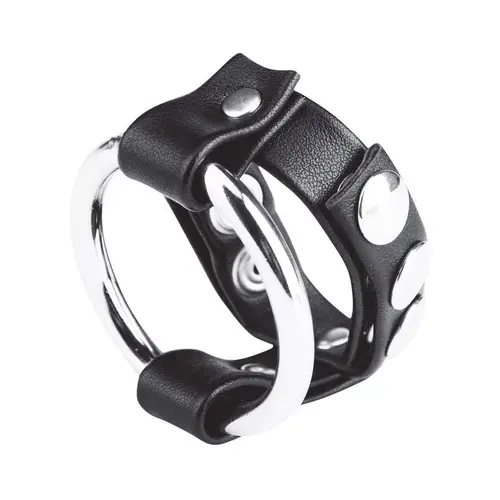Electric EEL, Inc Blueline Metal Cock Ring With Adjustable Snap Ball Strap