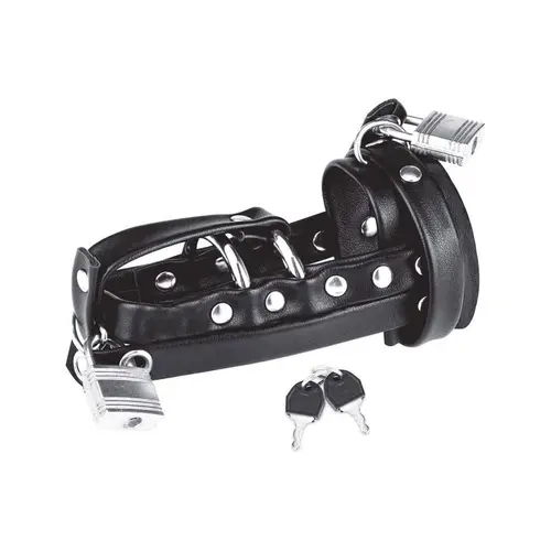 Electric EEL, Inc Blueline Gimp Cock Locking Chastity Sheath With Double Metal Cock Ring