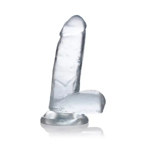 Curve Toys - JOCK See Through TPE Dong with Balls and Suction Cup, 6-Inch Size, Clear
