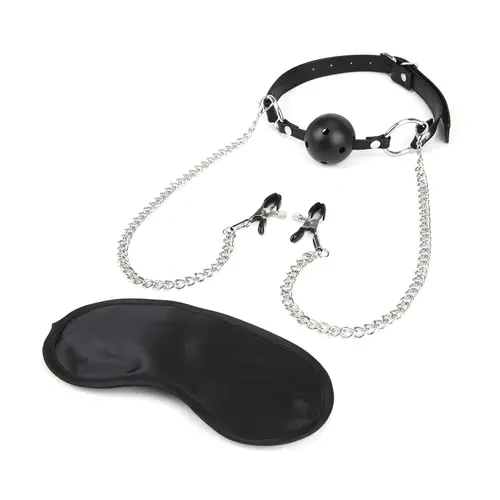Electric EEL, Inc Lux Fetish - Breathable Ball Gag With Nipple Chain